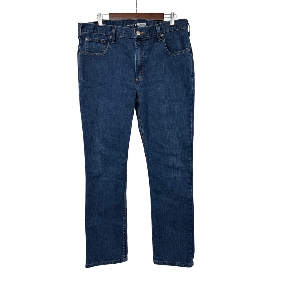Carhartt Rugged Flex Straight Fit Jeans Mens 36x32 Blue Denim Tapered‎ 5 Pocket